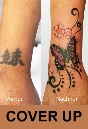 Cover up Tattoo Schmetterling